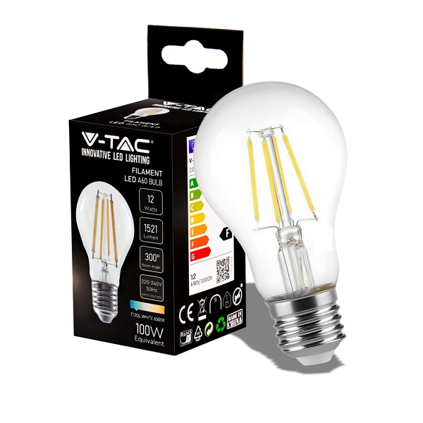 Lampada Goccia LED a Filamento E27 12w Luce Fredda